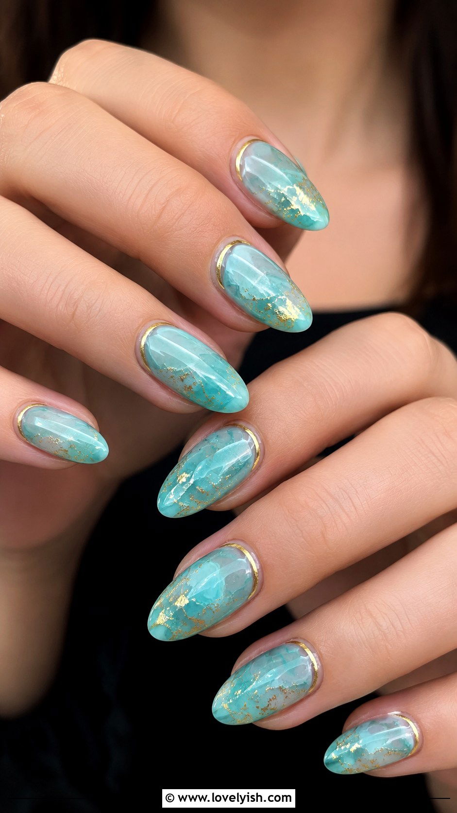 Aqua and Gold Ocean Nails - 50 ocean nails - 50 ocean nails