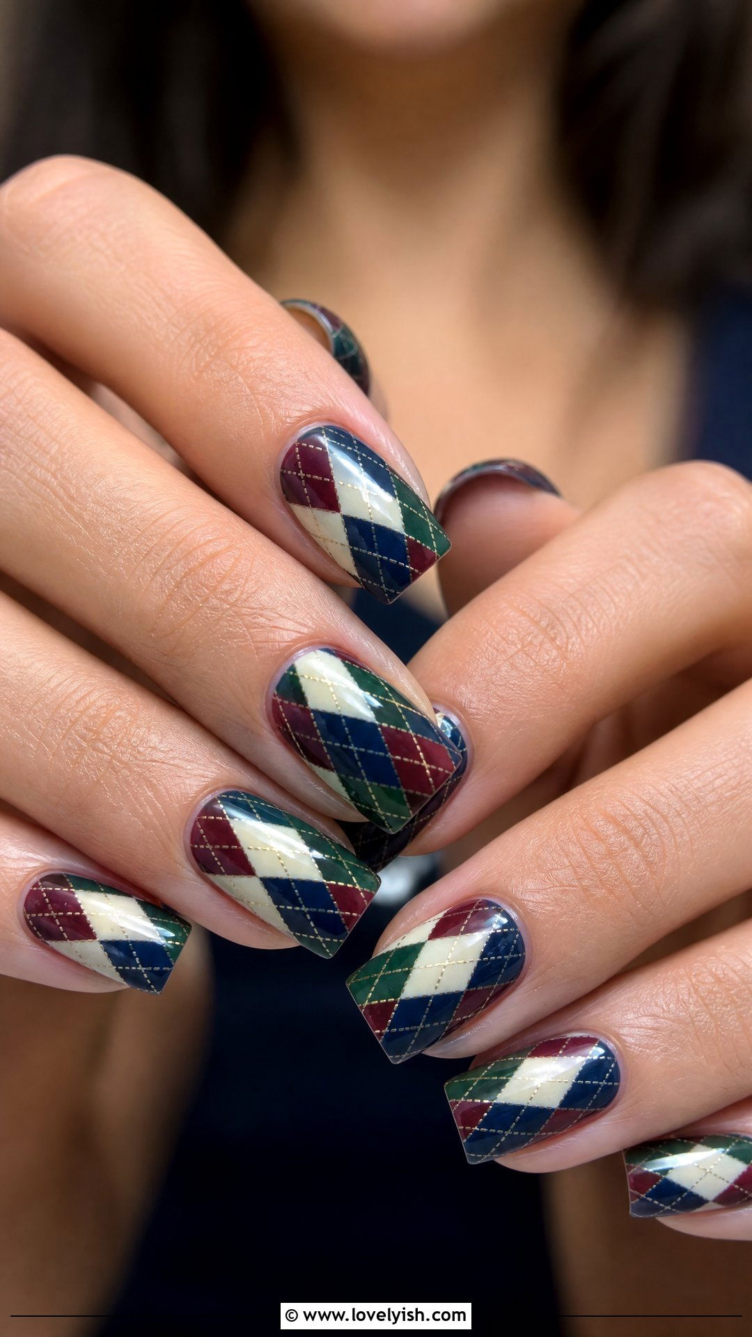 Argyle Pattern Nails - 36 nails design 2026 - 36 nails design 2026