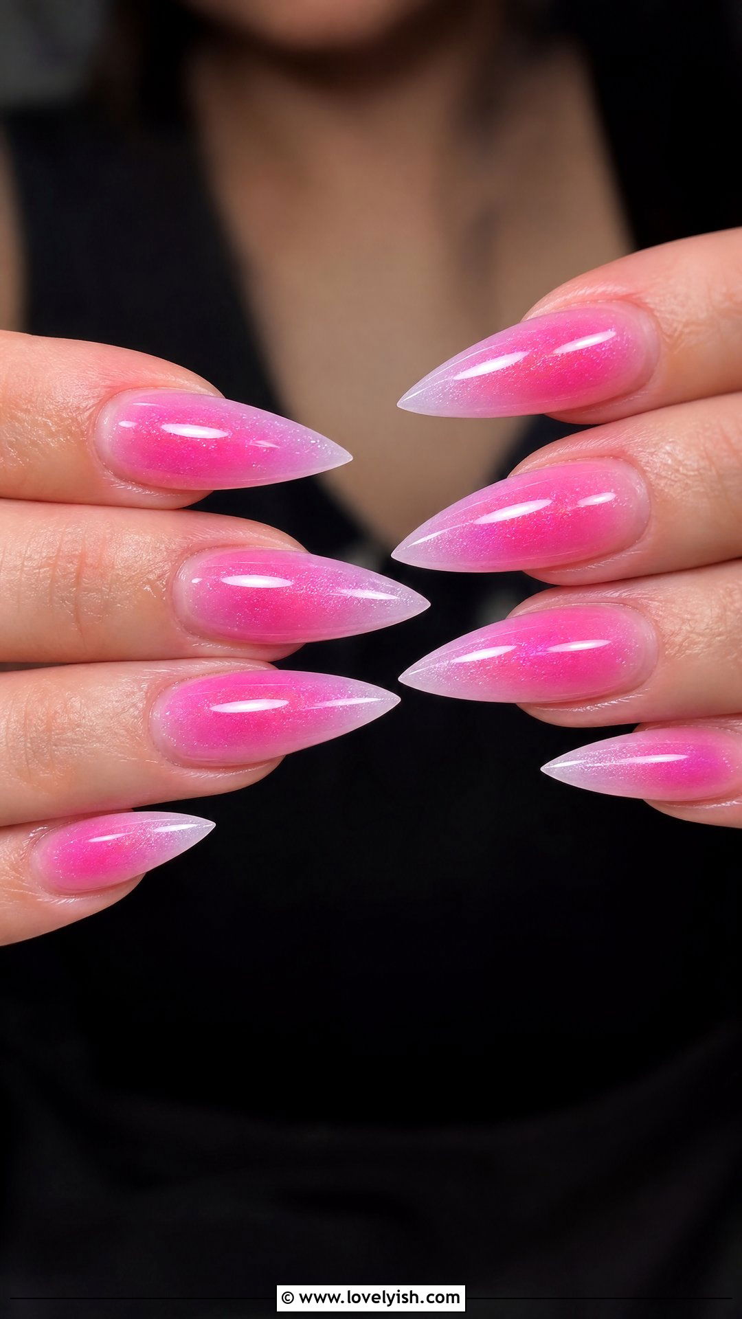 Aura Glow Pink Stiletto Nails - 28 nail designs for long nails - 28 nail designs for long nails