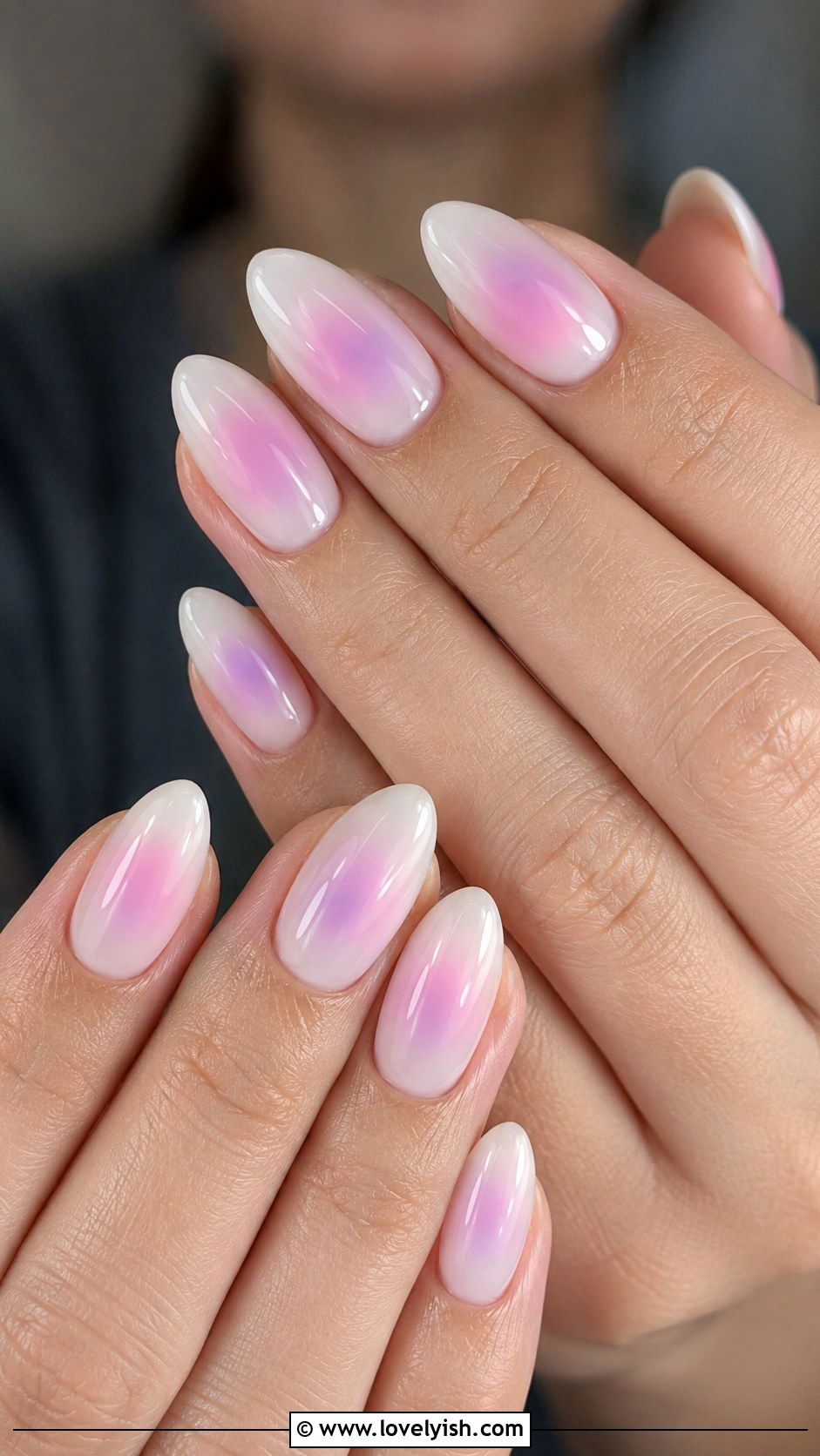 Aura Nails on Milky Base - 37 nails art ideas - 37 nails art ideas