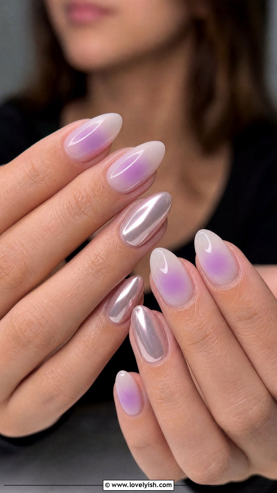 Aura Nails with Chrome Accents - 25 aura nail designs - 25 aura nail designs