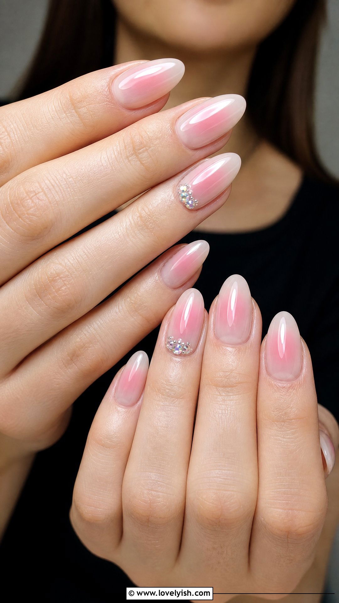 Aura Nails with Rhinestone Accents - 25 aura nail designs - 25 aura nail designs
