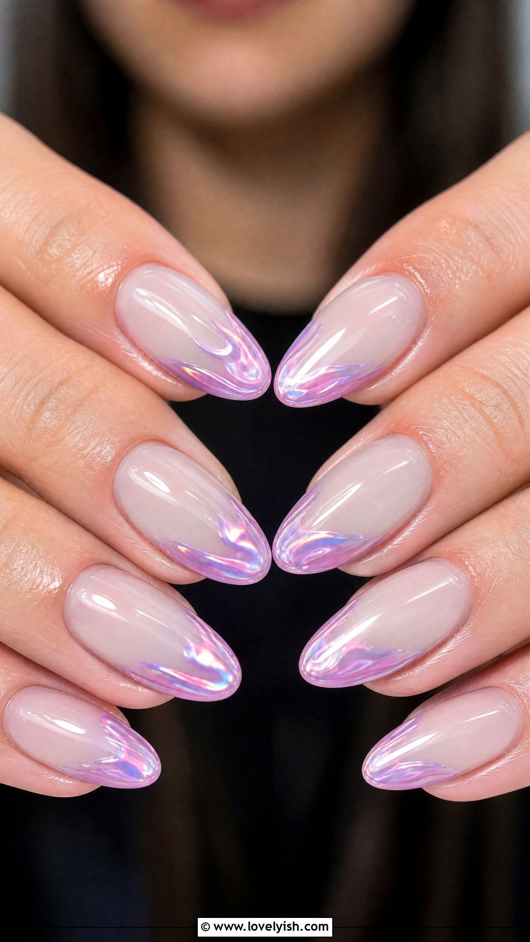 Aurora Chrome French Tip Nails - 50 chrome french tip nails - 50 chrome french tip nails