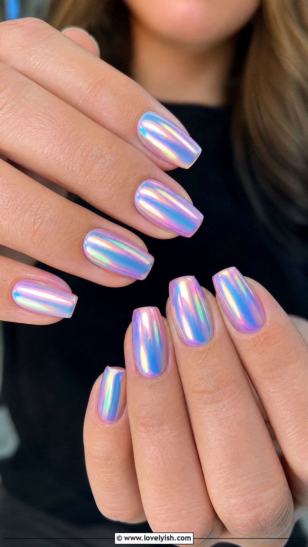 Aurora Chrome Short Coffin Nails - 50 short coffin nails - 50 short coffin nails