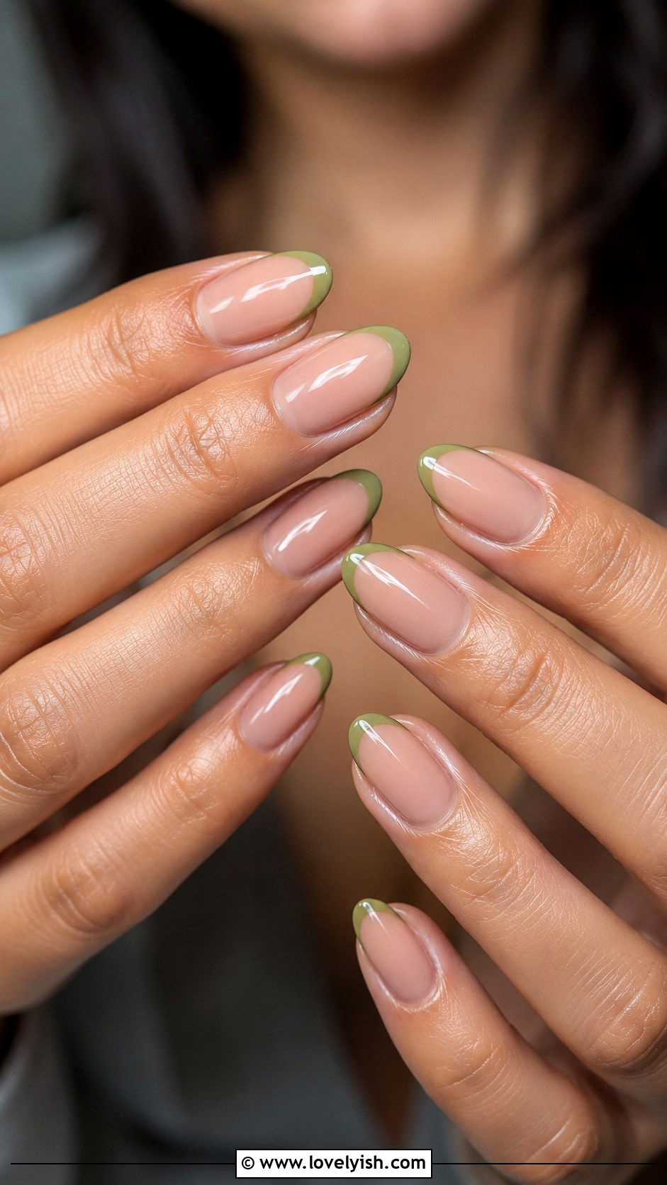Avocado Green French Tips - 34 nail design for summer - 34 nail design for summer