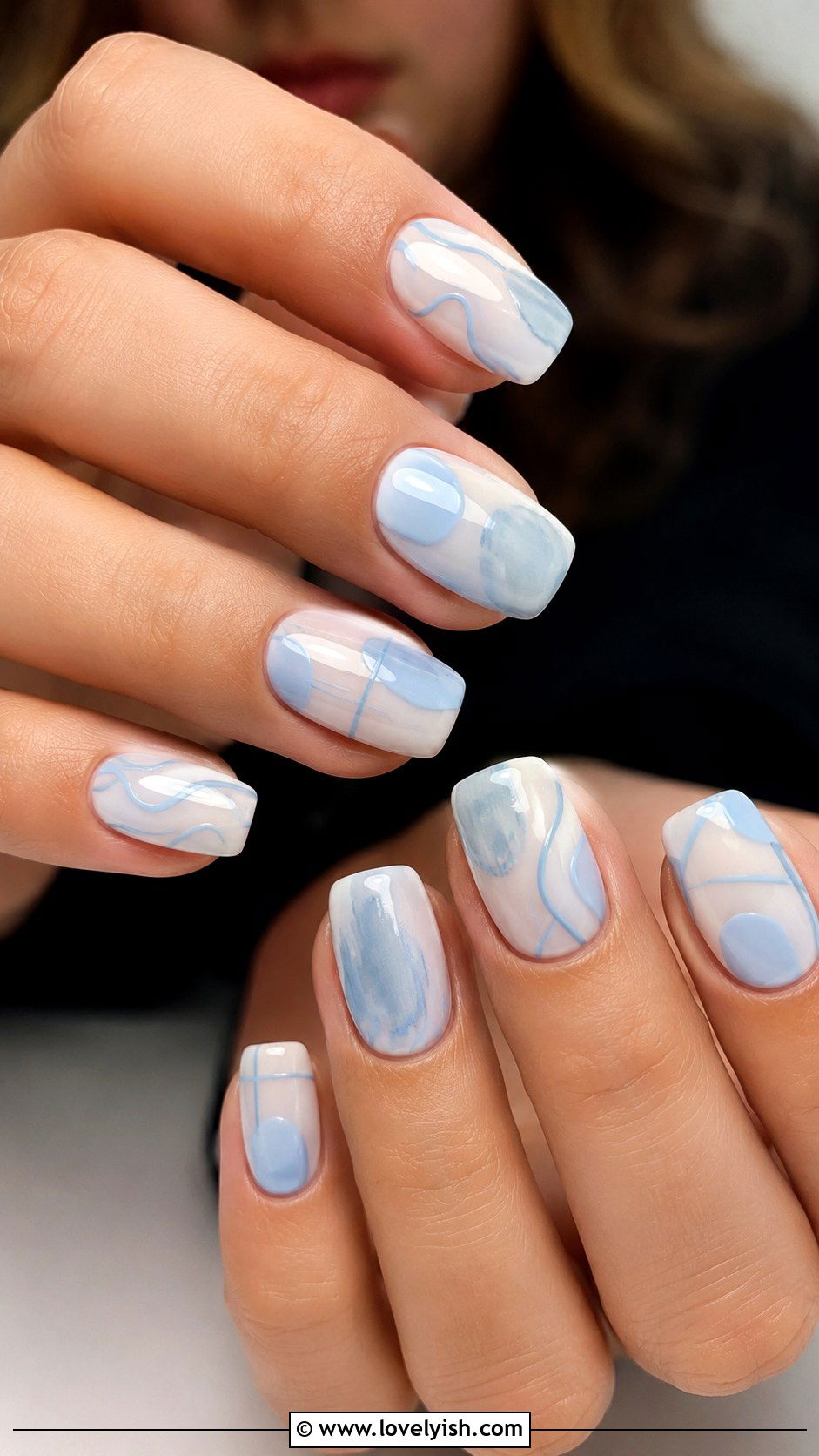 Baby Blue Abstract Nails - 50 baby blue nails - 50 baby blue nails