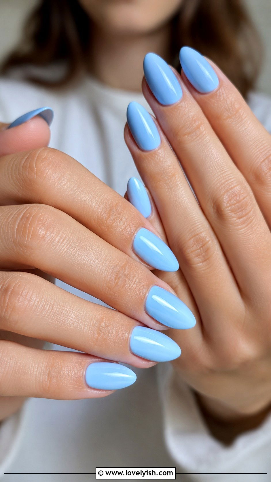 Baby Blue Almond Nails - 50 almond nails - 50 almond nails