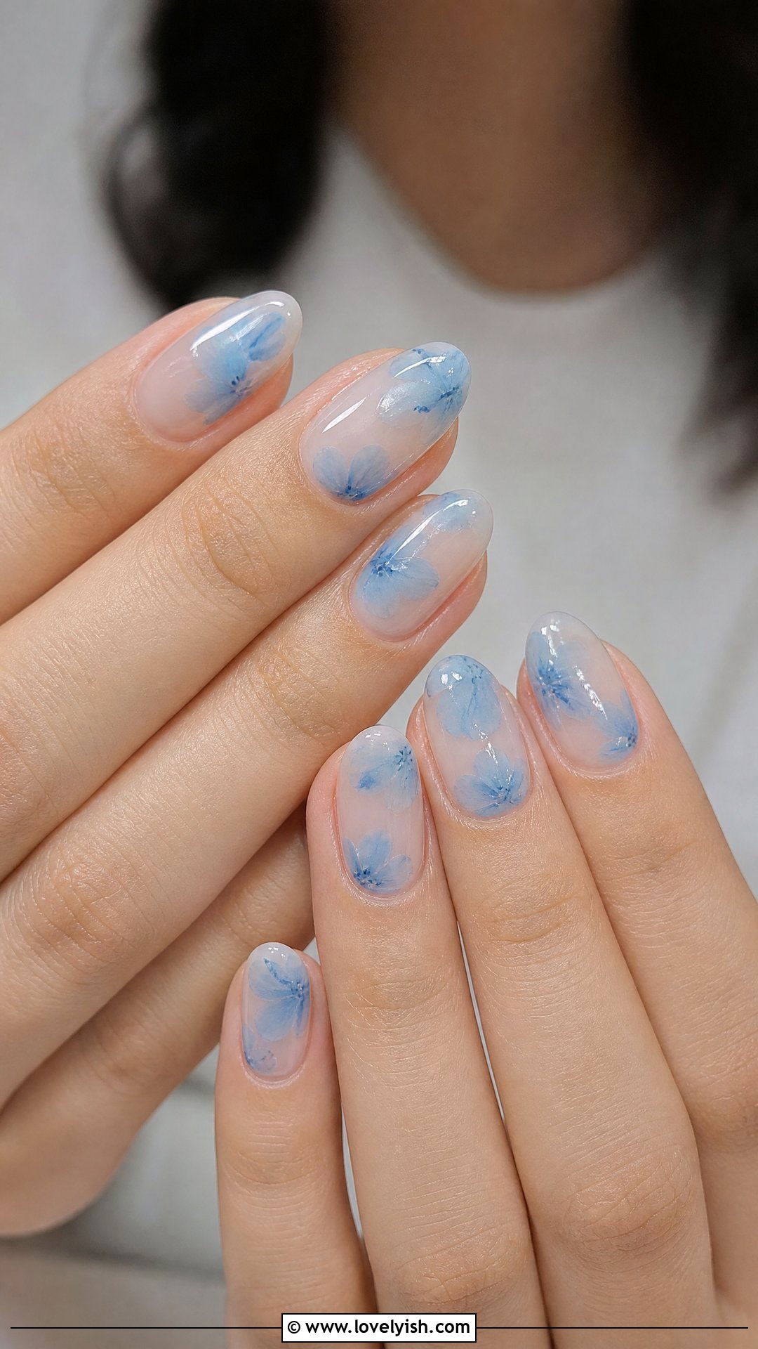 Baby Blue Blooming Gel Nails - 50 spring nails - 50 spring nails