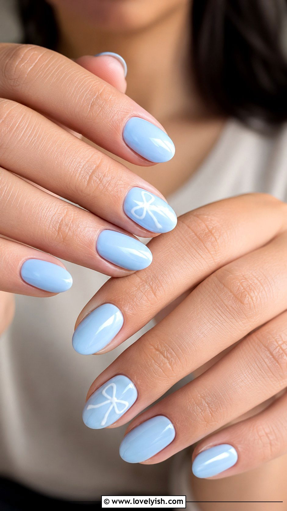 Baby Blue Bow Nails - 38 blue nail designs - 38 blue nail designs