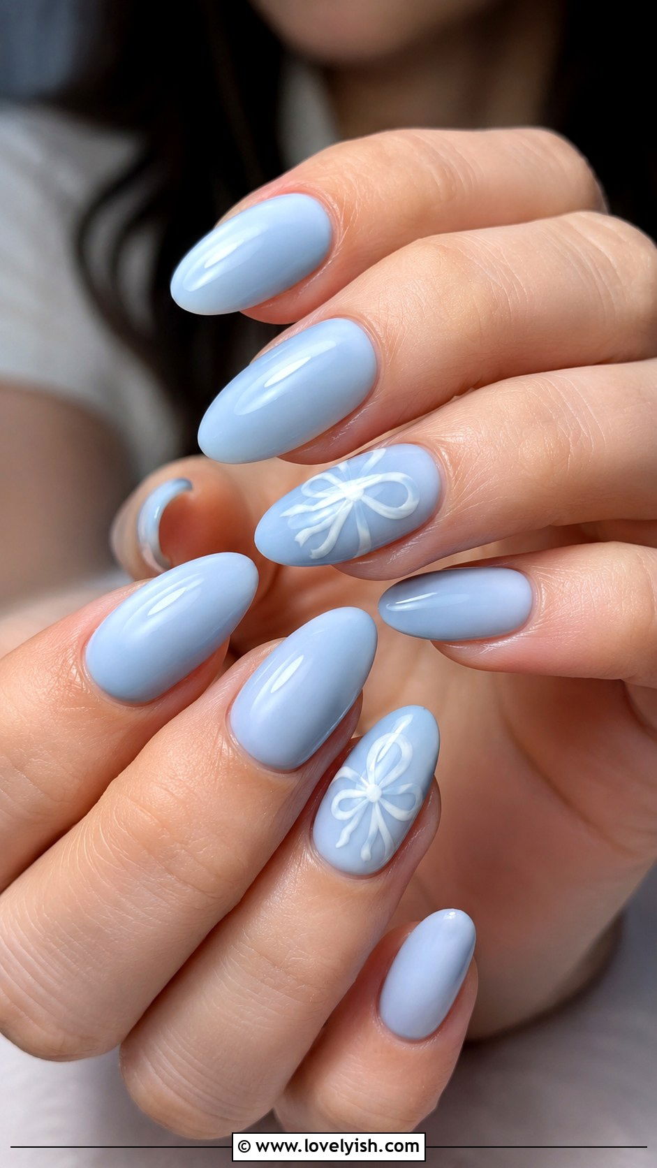 Baby Blue Bow Nails - 50 baby blue nails - 50 baby blue nails