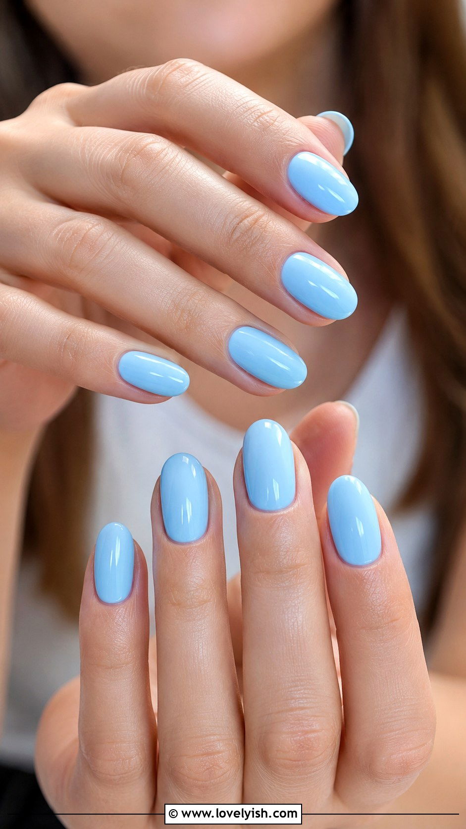 Baby Blue Bridal Nails with Gloss Finish - 25 wedding nails for bride - 25 wedding nails for bride