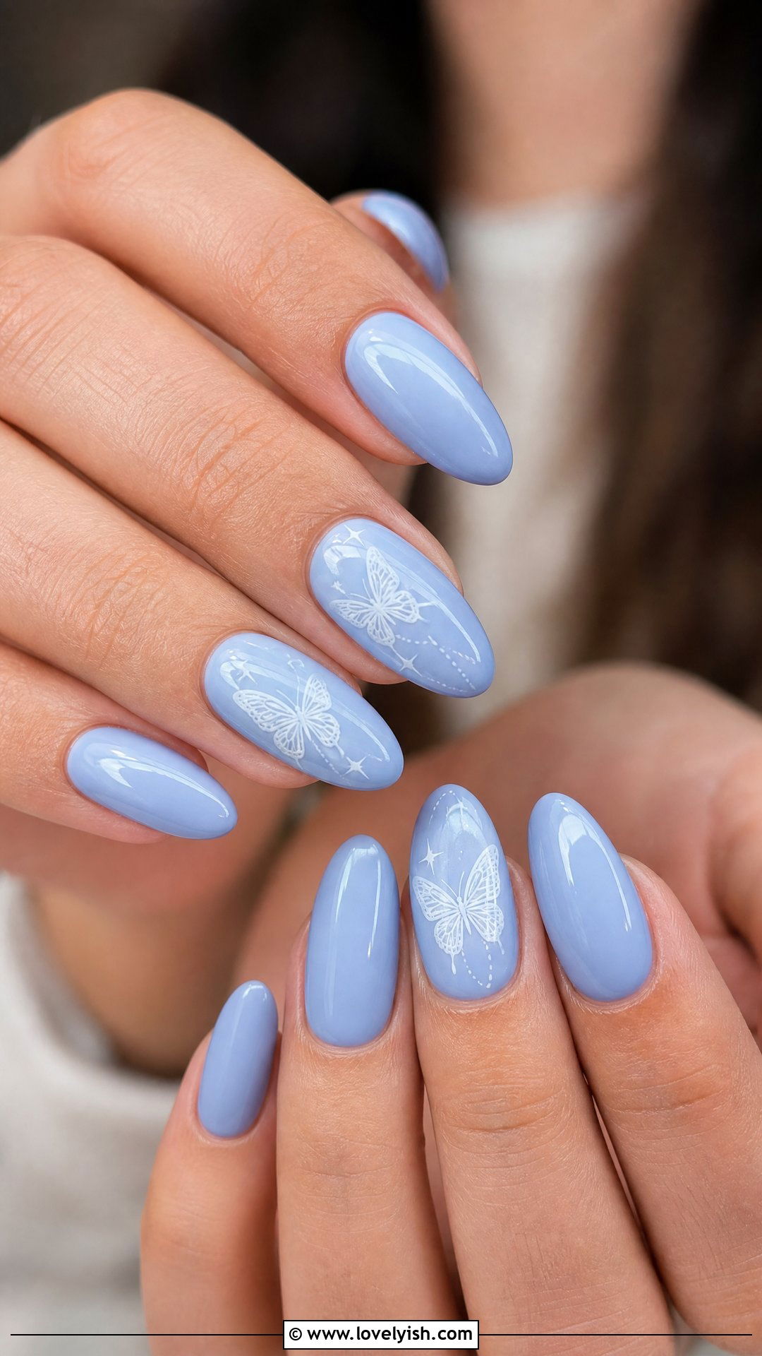 Baby Blue Butterfly Nails - 50 cute summer nail designs - 50 cute summer nail designs