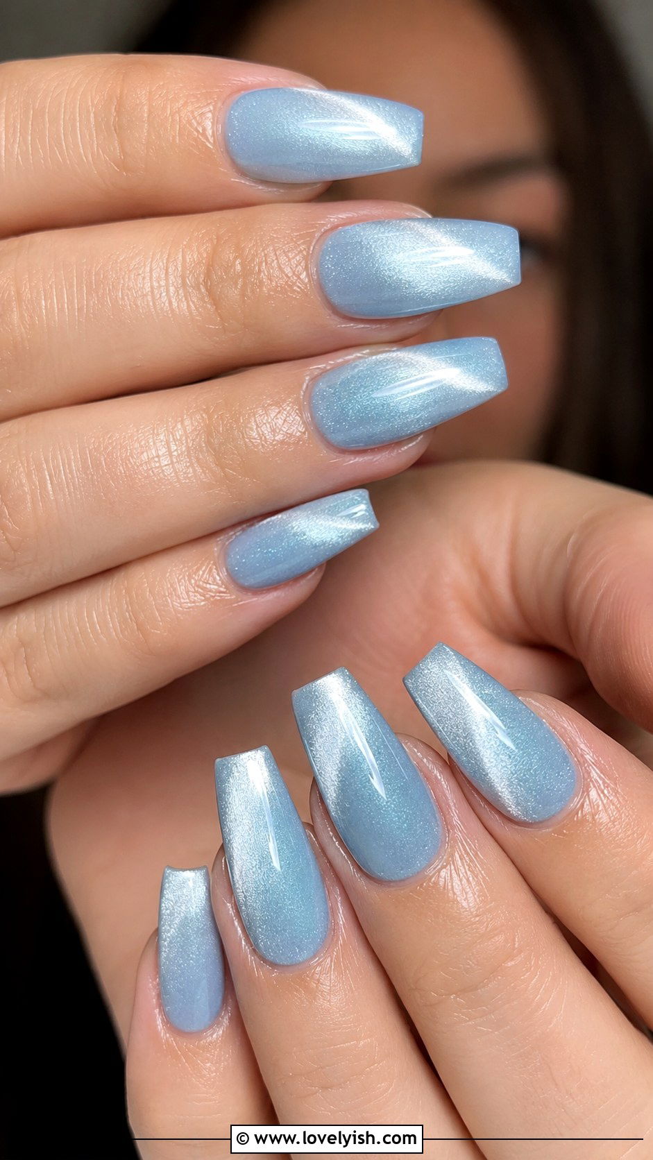 Baby Blue Cat Eye Nails - 50 baby blue nails - 50 baby blue nails