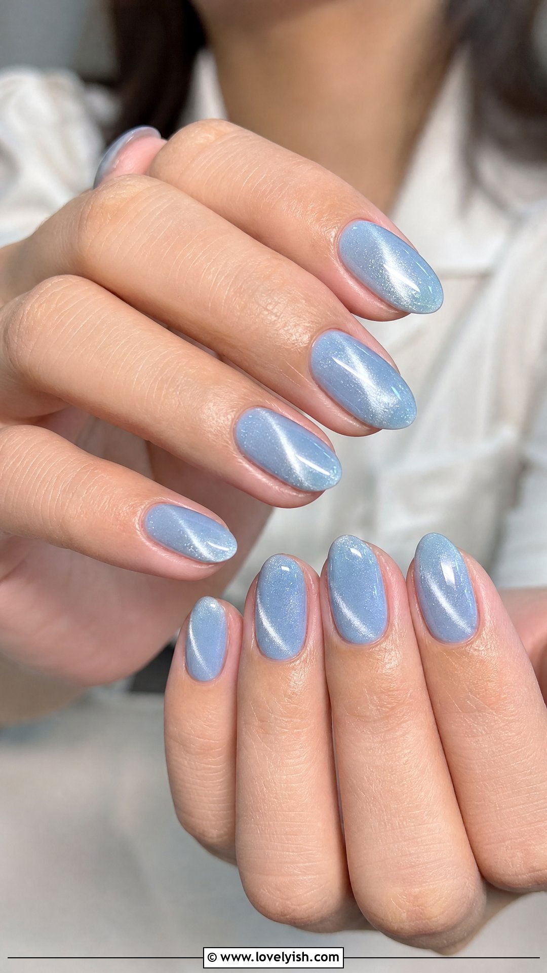 Baby Blue Cat Eye Nails - 38 cat eye nail designs - 38 cat eye nail designs