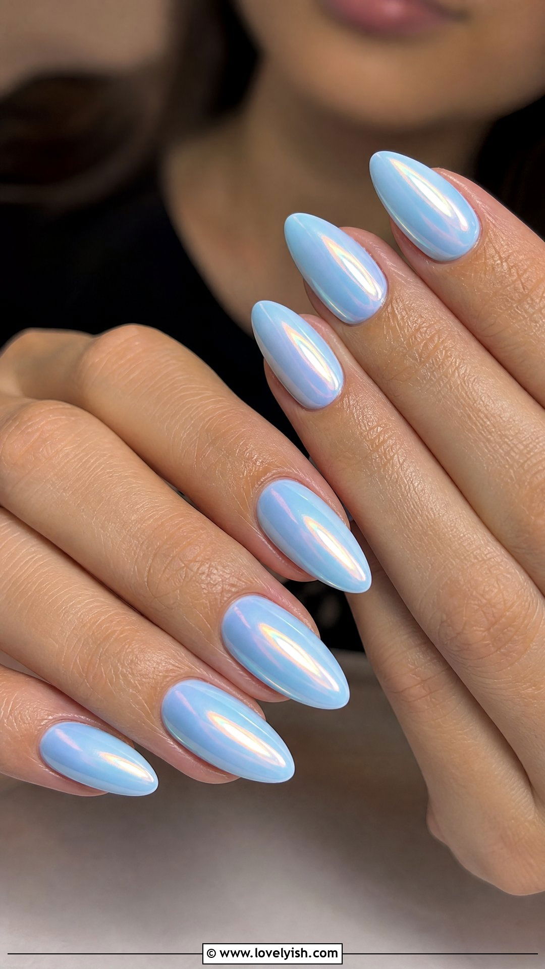 Baby Blue Chrome Nails - 37 nails art ideas - 37 nails art ideas