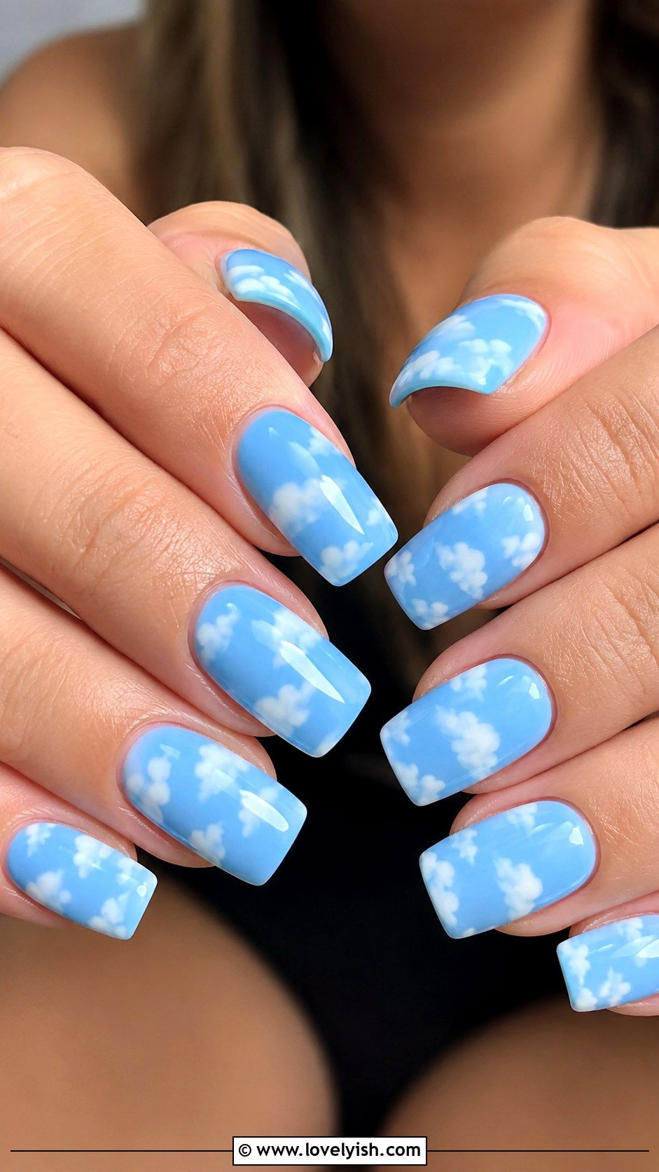 Baby Blue Cloud Acrylic Nails - 33 acrylic nail ideas - 33 acrylic nail ideas
