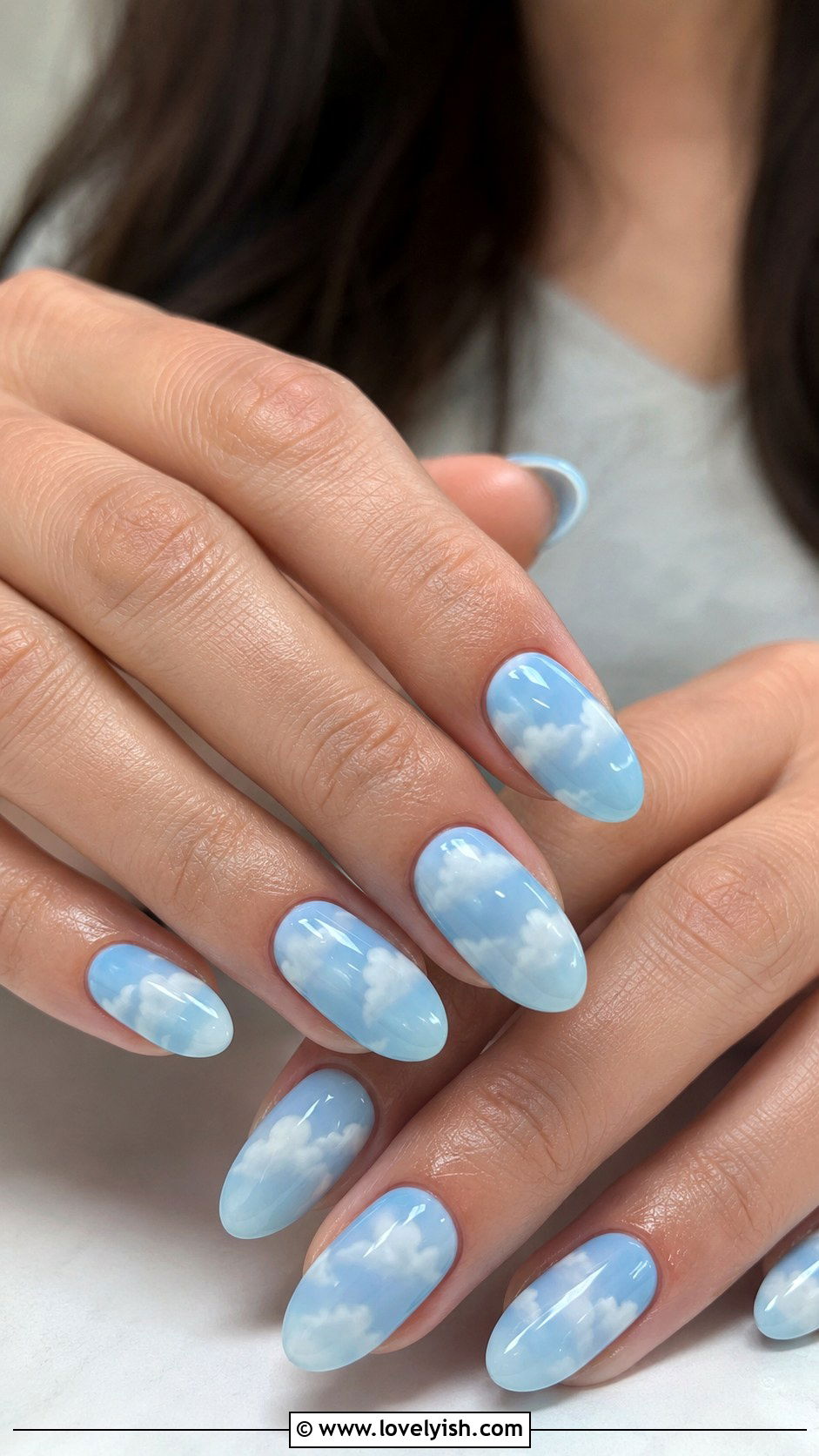 Baby Blue Cloud Gel X Nails - 50 gel x nails - 50 gel x nails