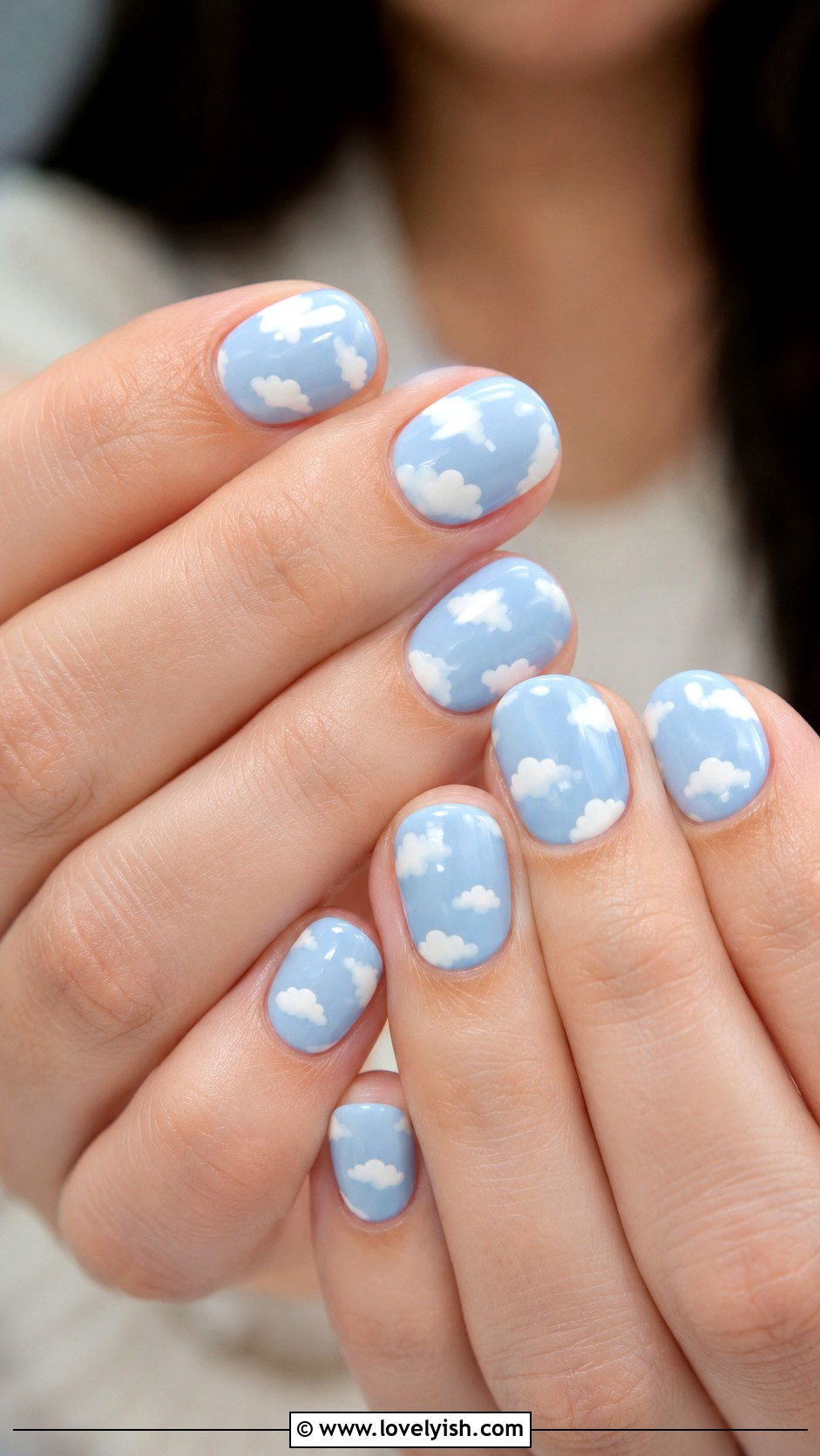 Baby Blue Cloud Nail Design - 45 cute nail designs - 45 cute nail designs