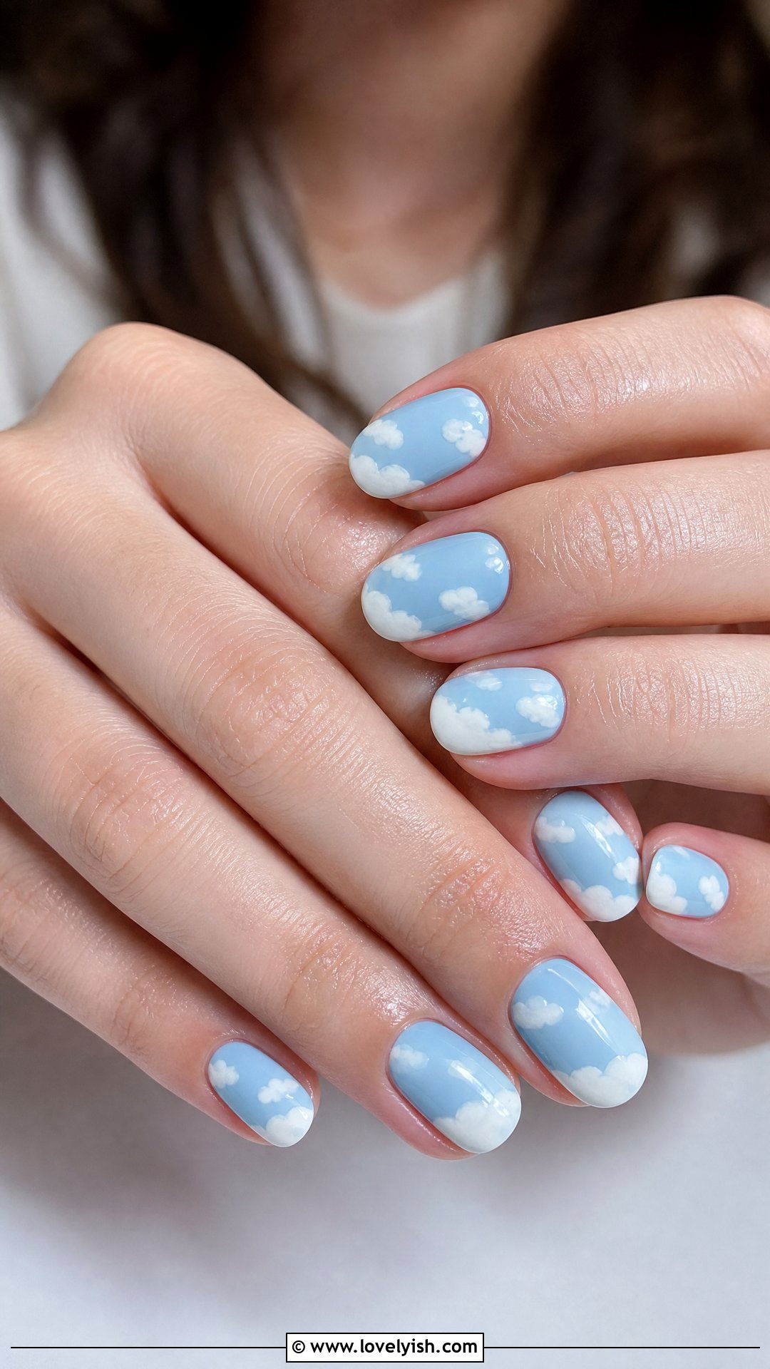 Baby Blue Cloud Nails - 25 beginner nail designs - 25 beginner nail designs