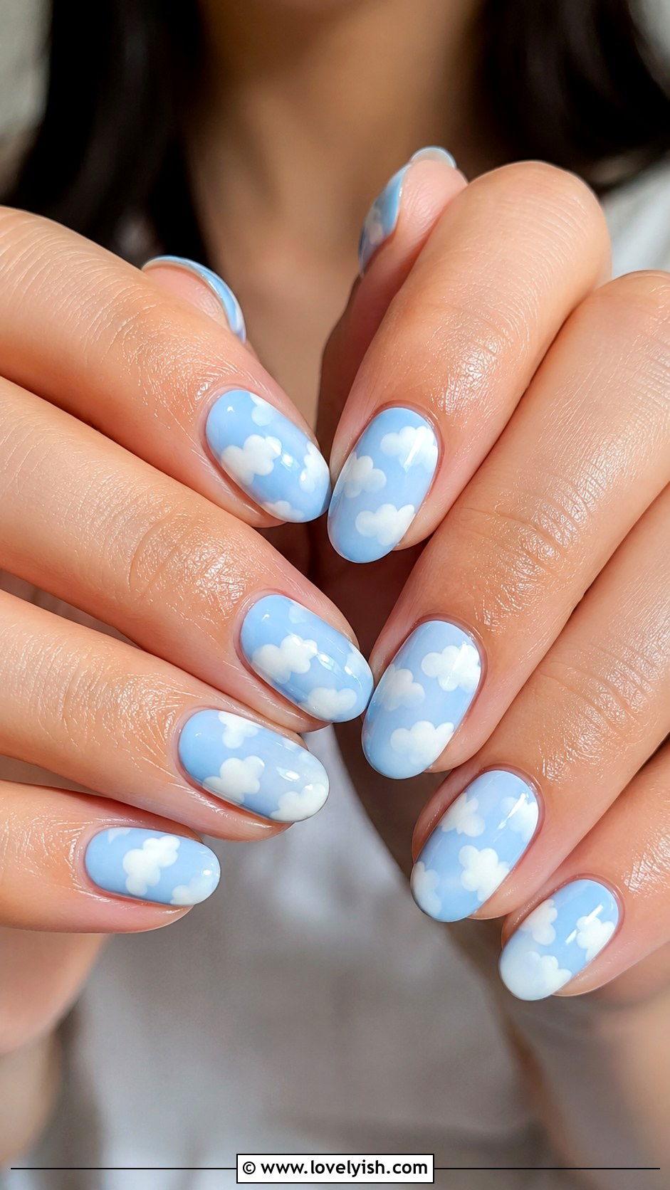 Baby Blue Cloud Nails - 33 easy nail designs for beginners - 33 easy nail designs for beginners