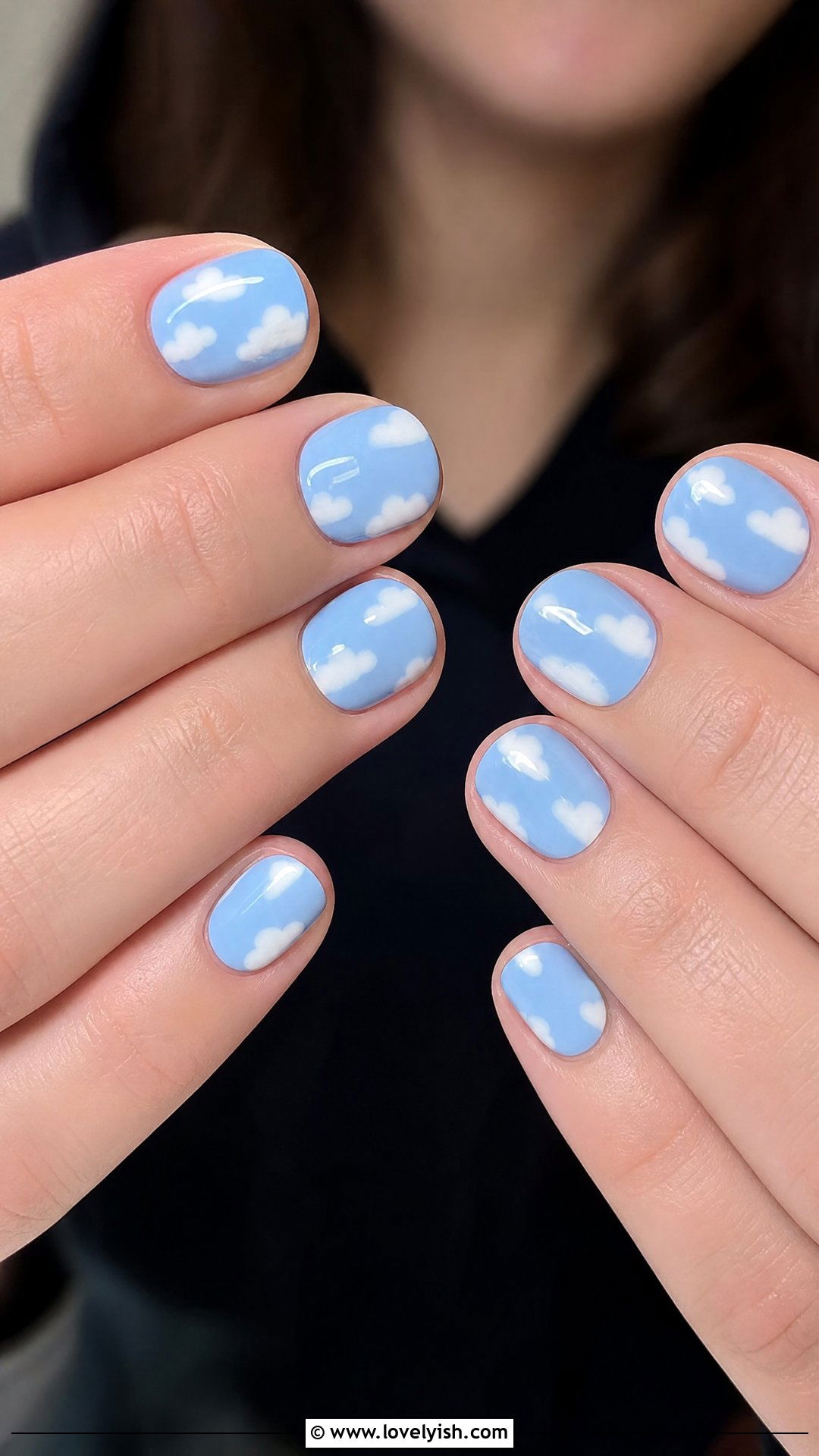 Baby Blue Cloud Nails - 35 nail art for beginners - 35 nail art for beginners