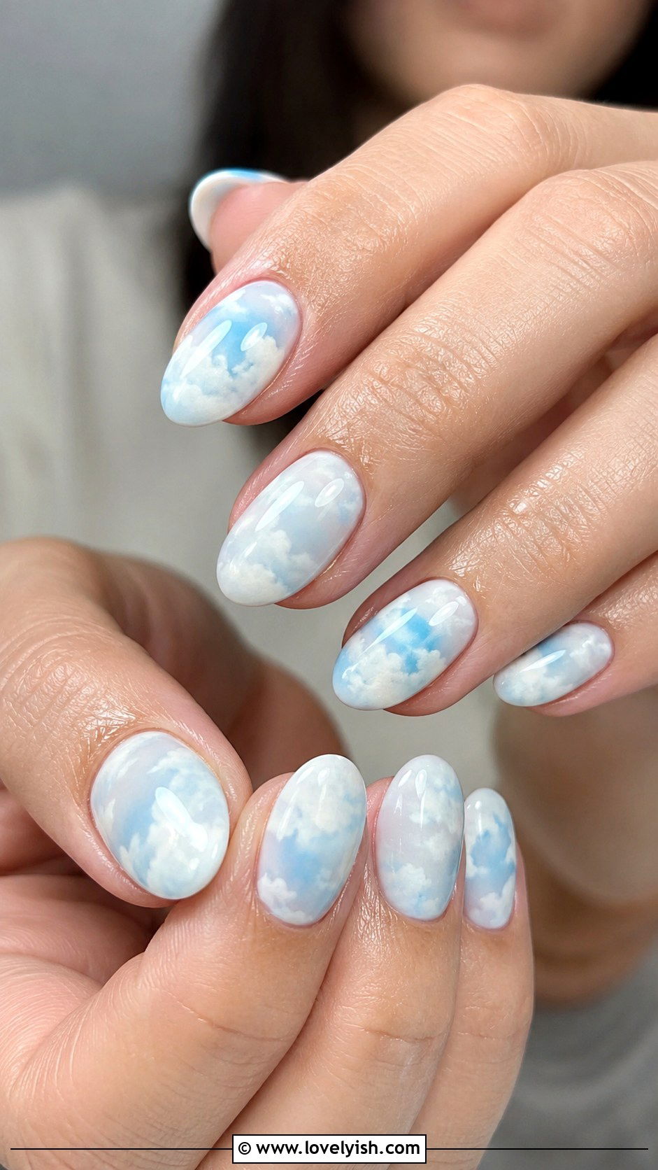 Baby Blue Cloud Nails - 33 spring nail design ideas - 33 spring nail design ideas