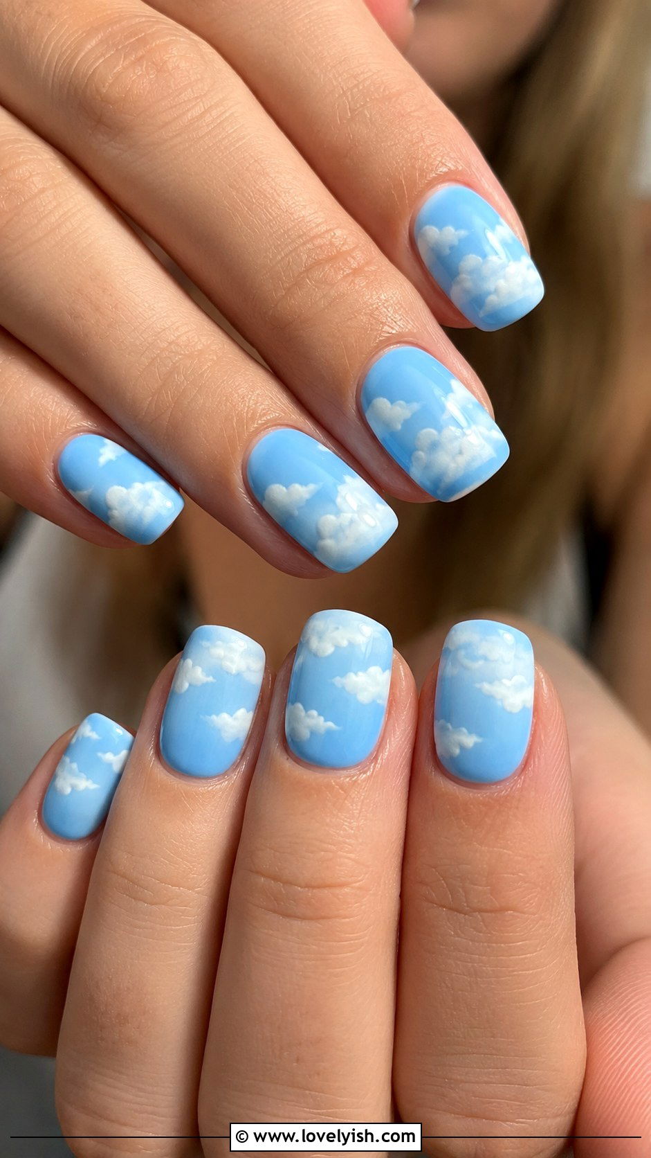 Baby Blue Cloud Nails - 34 nail design for summer - 34 nail design for summer
