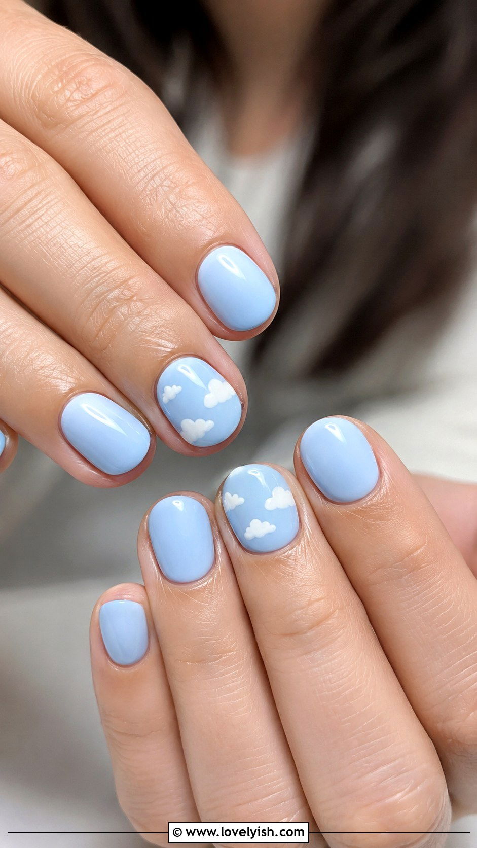 Baby Blue Cloud Nails - 50 back to school nails - 50 back to school nails