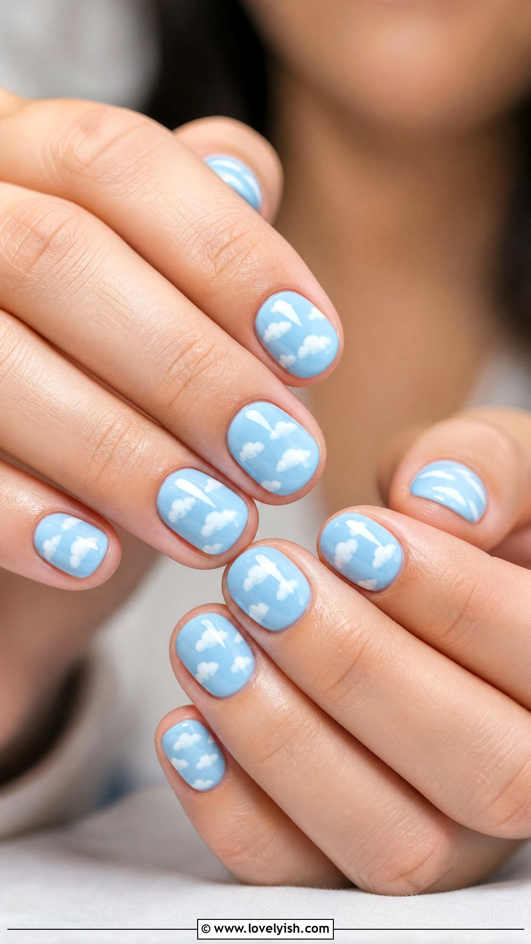 Baby Blue Cloud Nails - 46 easy nail designs - 46 easy nail designs