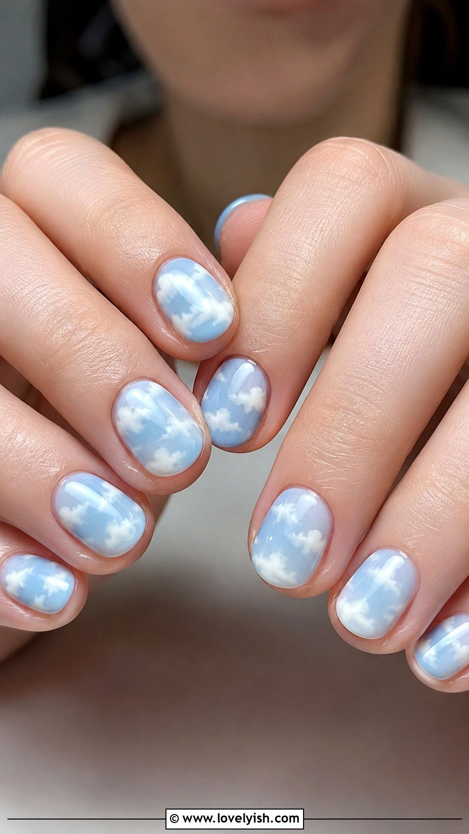 Baby Blue Cloud Nails - 46 nail inspo - 46 nail inspo