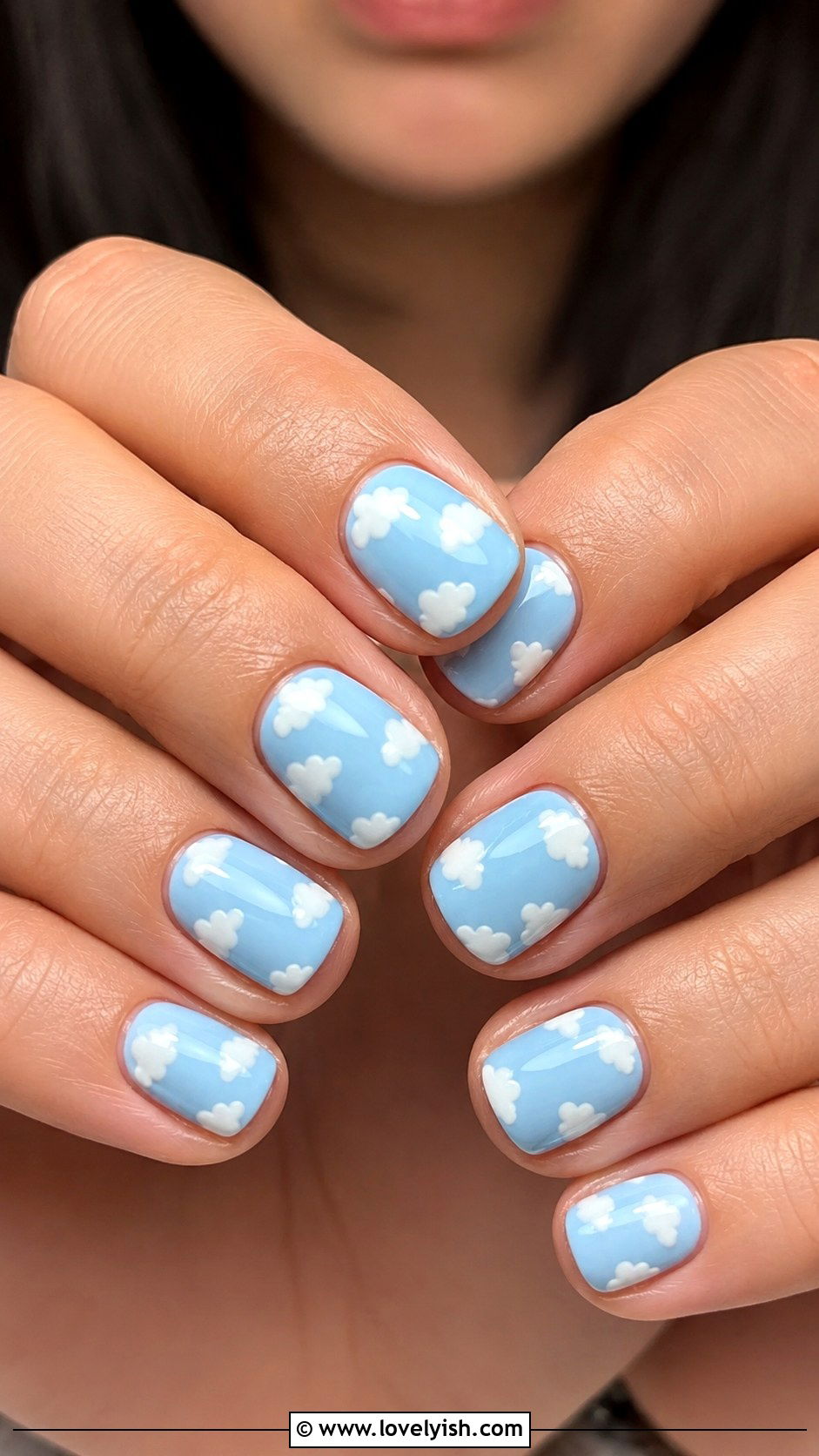 Baby Blue Cloud Nails - 47 nail inspiration - 47 nail inspiration