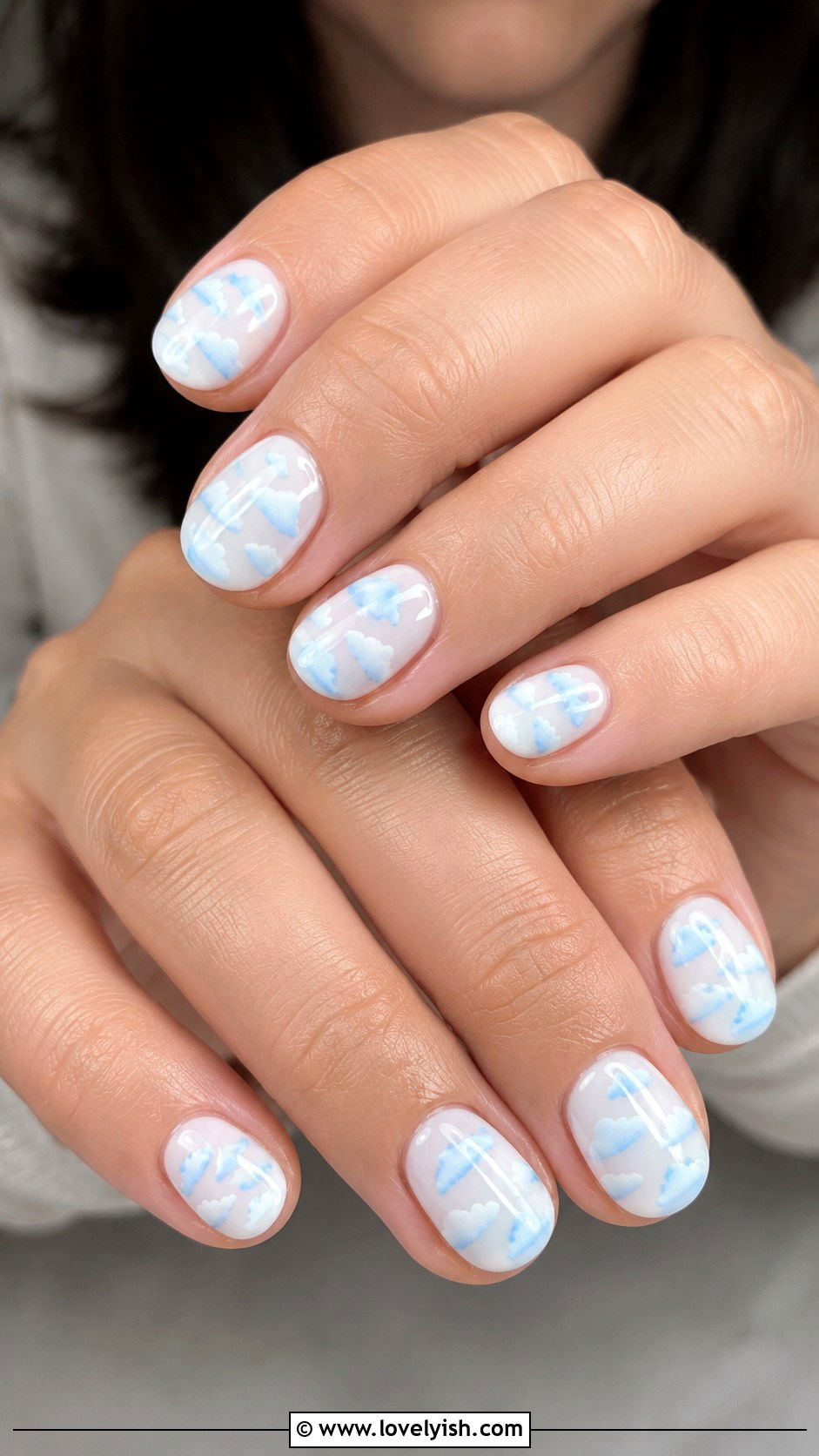 Baby Blue Cloud Nails - 50 april nail designs - 50 april nail designs
