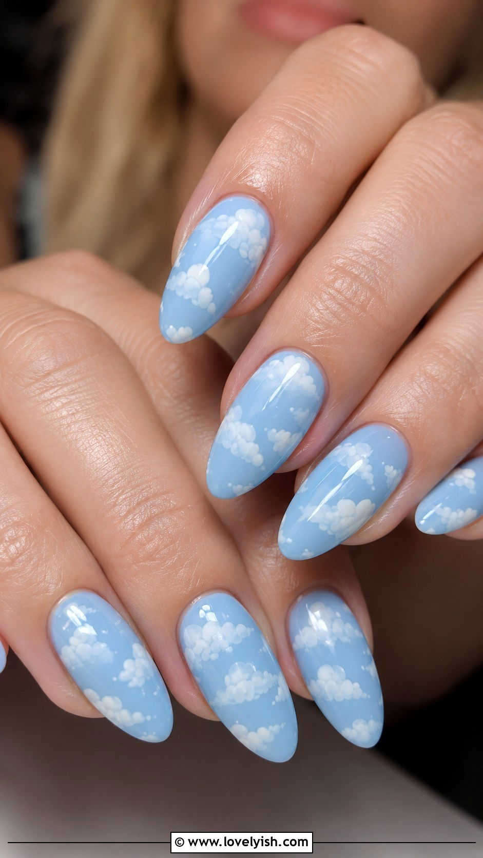 Baby Blue Cloud Nails - 42 easy nail art ideas - 42 easy nail art ideas