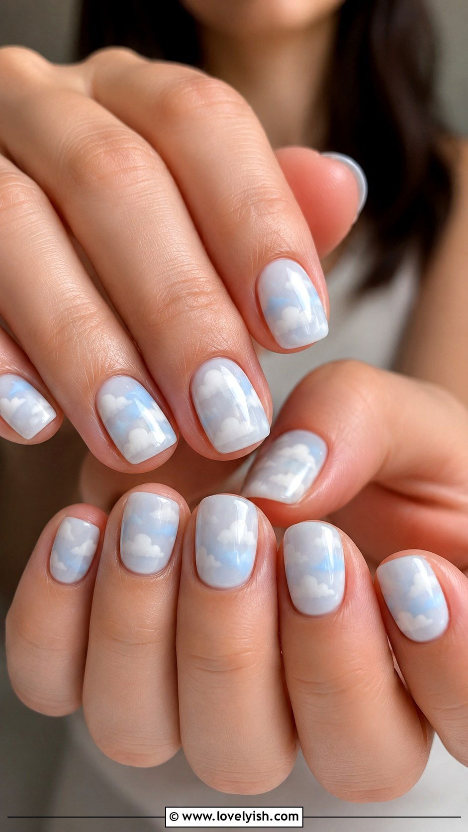 Baby Blue Cloud Nails - 28 spring nails design ideas - 28 spring nails design ideas