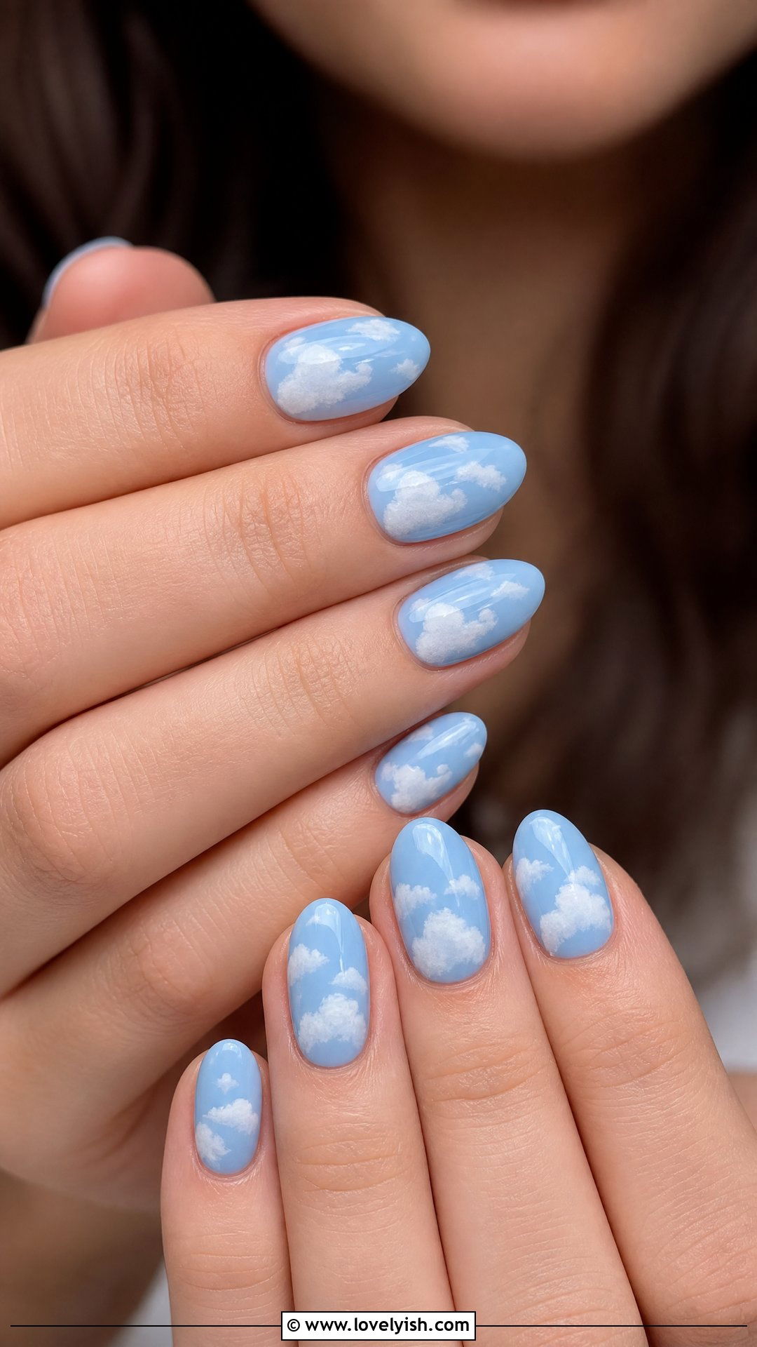 Baby Blue Cloud Nails - 30 nail designs for teens - 30 nail designs for teens