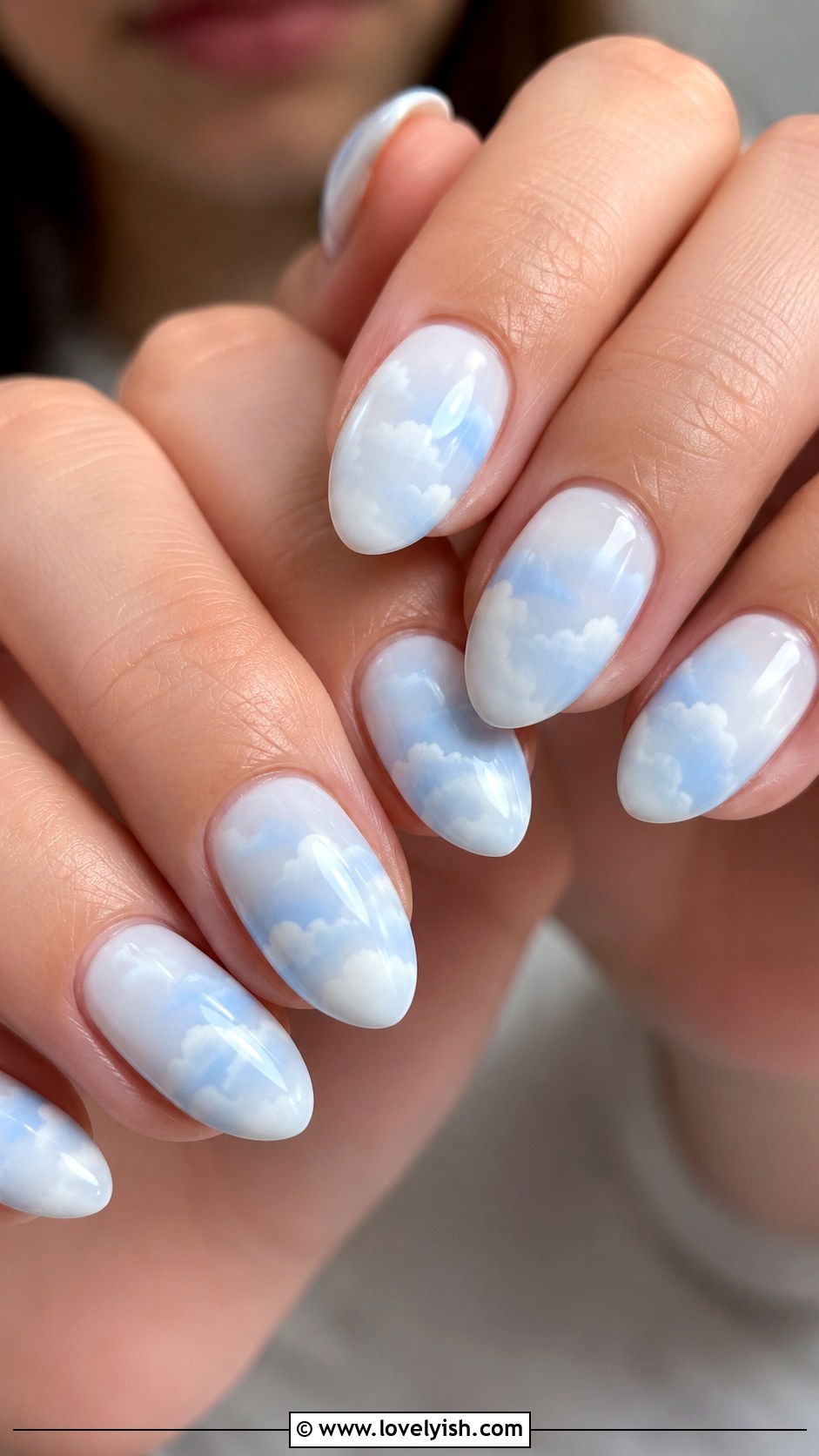 Baby Blue Cloud Prom Nails - 50 prom nails - 50 prom nails