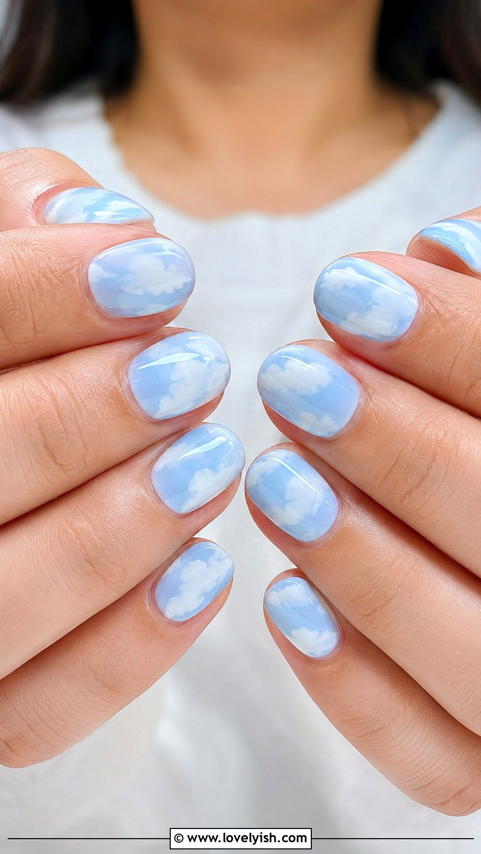 Baby Blue Cloud Short Nails - 25 short nails design ideas - 25 short nails design ideas