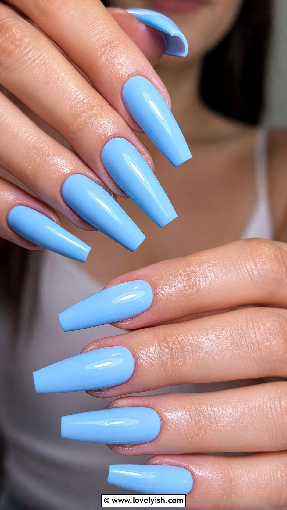 Baby Blue Coffin Nails - 50 baby blue nails - 50 baby blue nails