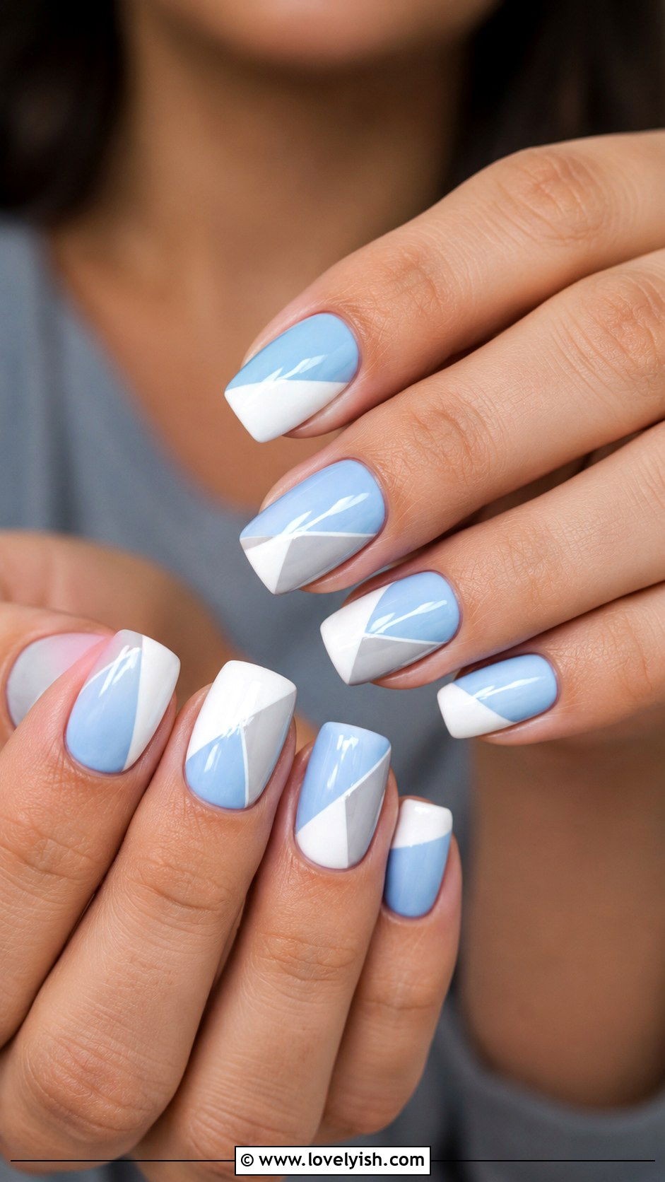 Baby Blue Color Block Nails - 50 baby blue nails - 50 baby blue nails