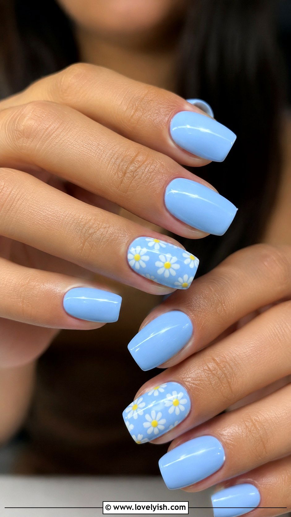 Baby Blue Daisy Nails - 50 baby blue nails - 50 baby blue nails