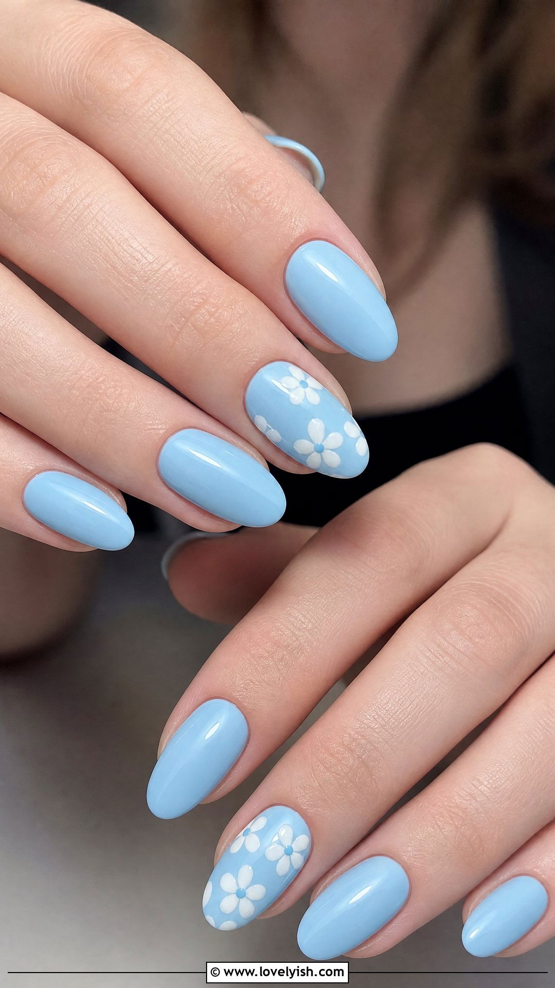 Baby Blue Floral Nails - 50 simple spring nail designs - 50 simple spring nail designs