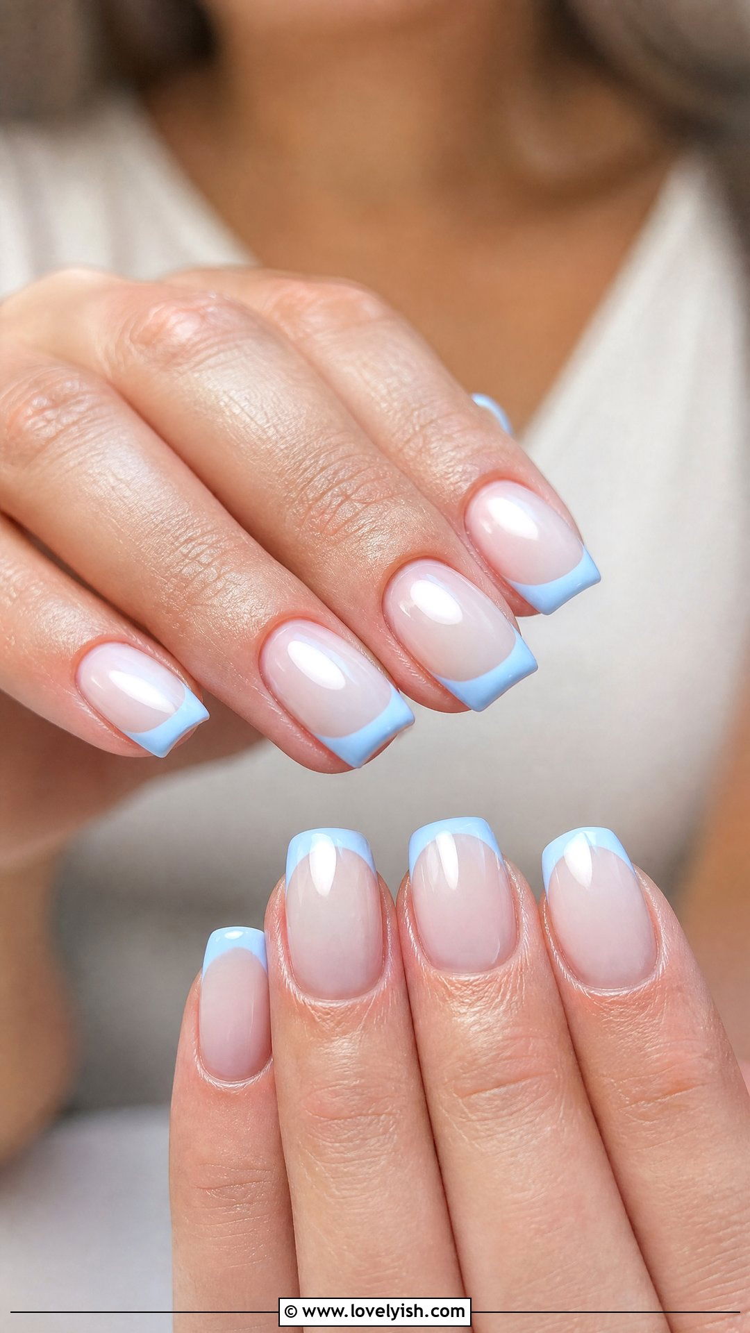 Baby Blue French Manicure - 39 summer nail ideas - 39 summer nail ideas
