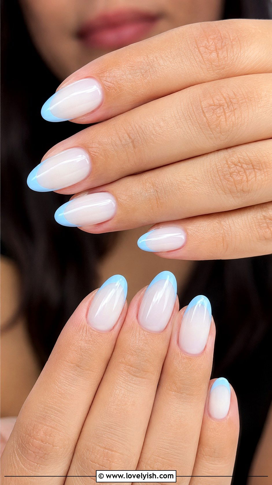 Baby Blue French Tip Almond Nails - 50 almond french tip nails - 50 almond french tip nails