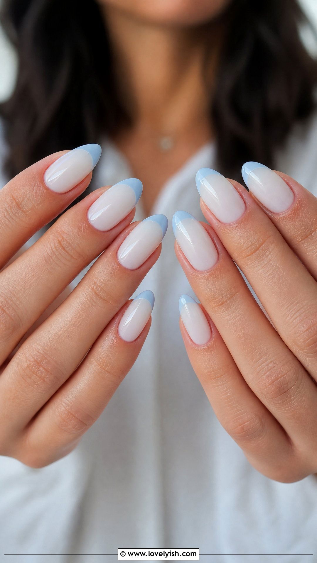 Baby Blue French Tip Almond Nails - 25 almond nail designs - 25 almond nail designs