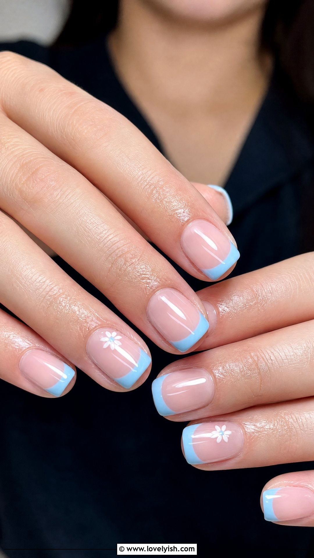 Baby Blue French Tip Nails - 50 mothers day nail designs - 50 mothers day nail designs