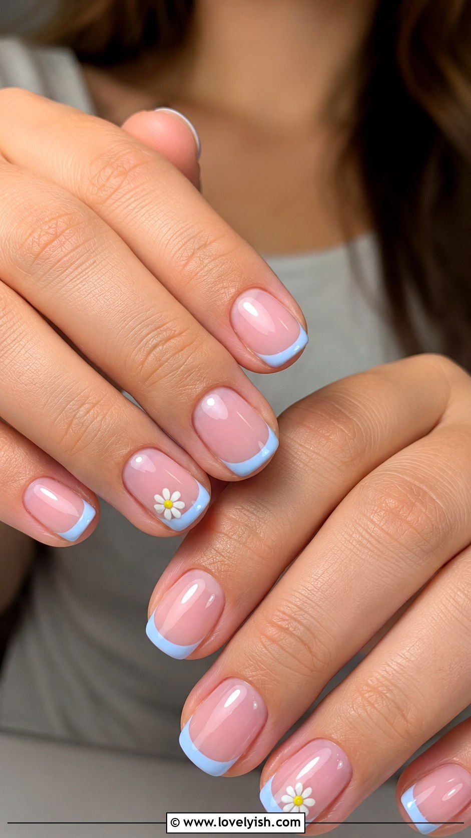 Baby Blue French Tip Nails - 50 pretty nails - 50 pretty nails