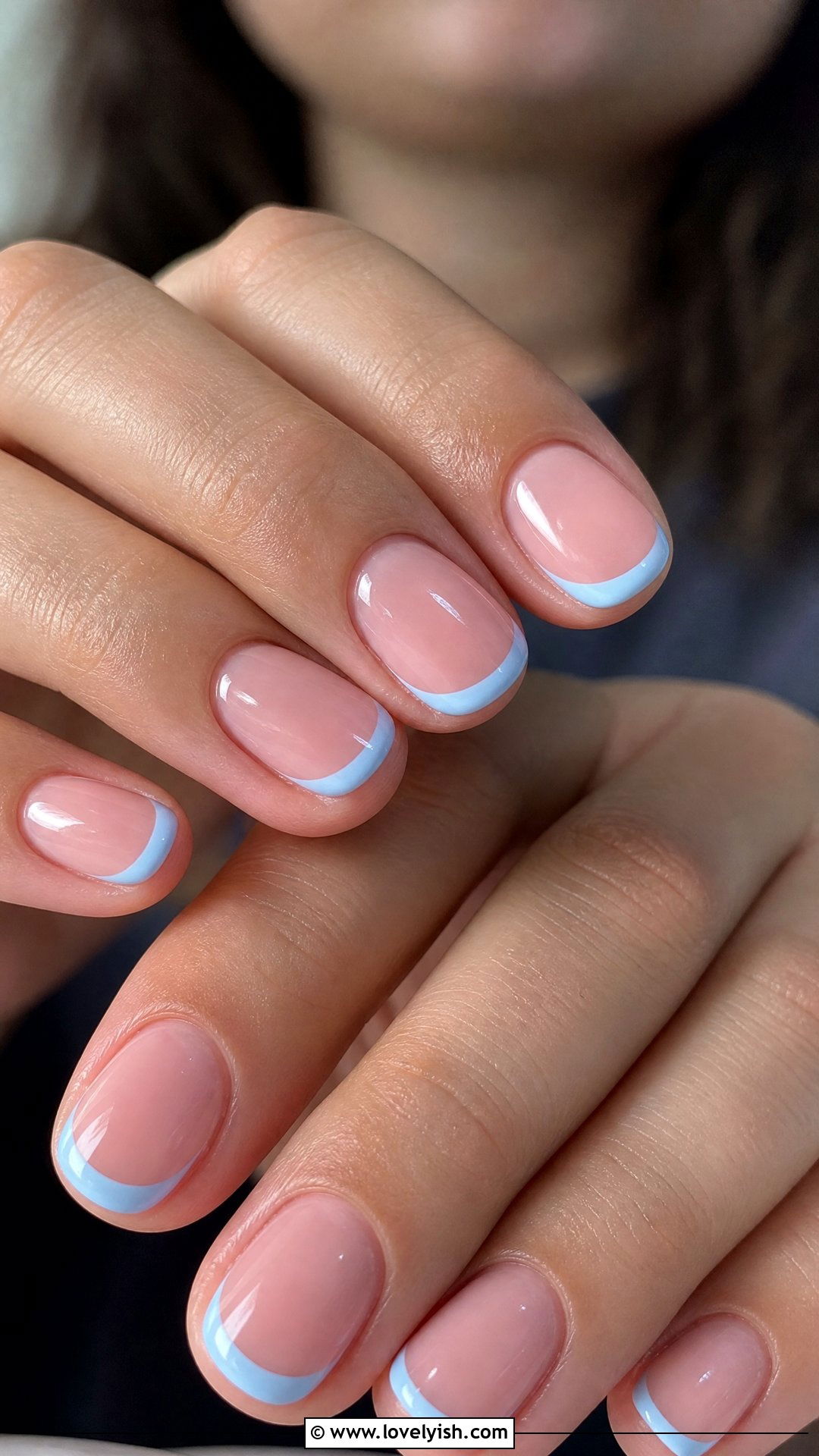 Baby Blue French Tip Nails - 50 simple short nail designs - 50 simple short nail designs