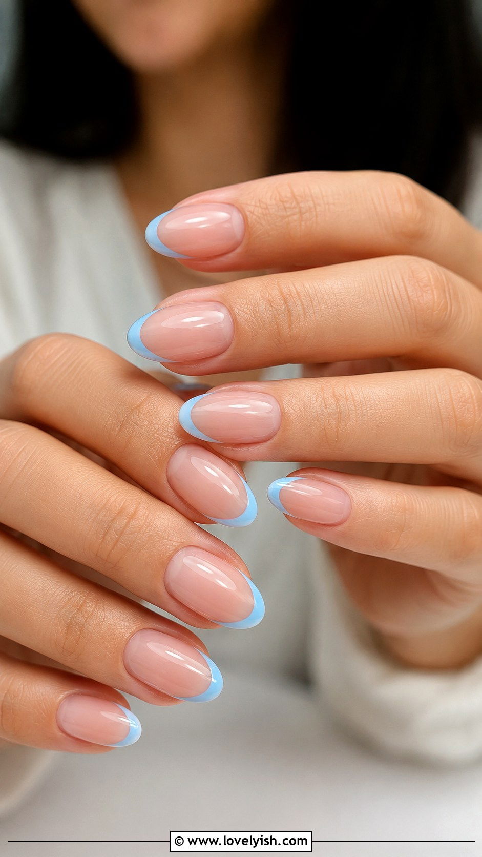 Baby Blue French Tip Nails - 40 nail design summer - 40 nail design summer