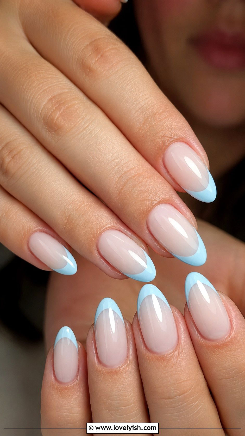Baby Blue French Tip Nails - 42 french nail designs - 42 french nail designs