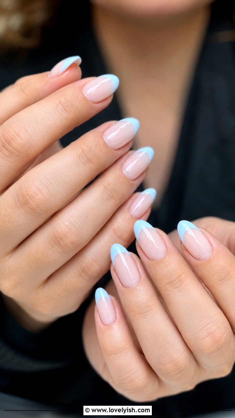 Baby Blue French Tip Nails - 45 nail tips - 45 nail tips